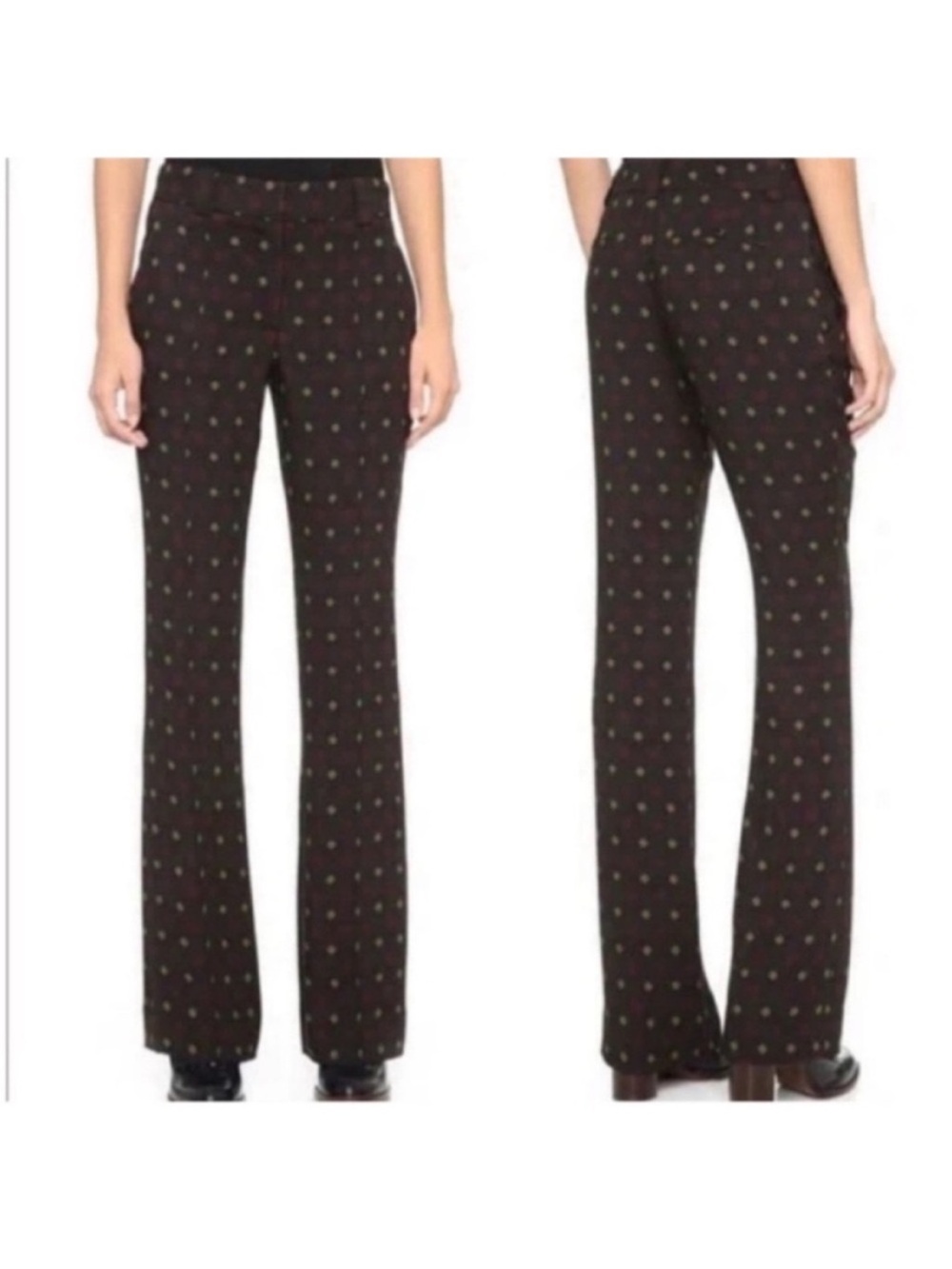 A.L.C Joseph medallion print 100% silk mid rise straight leg  pants classic